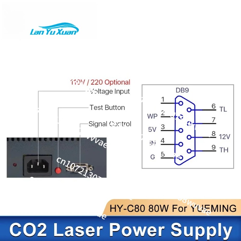 مصدر طاقة ليزر 80 واط YUEMING  - مراجعة Laser Power Supply 60W وسعره