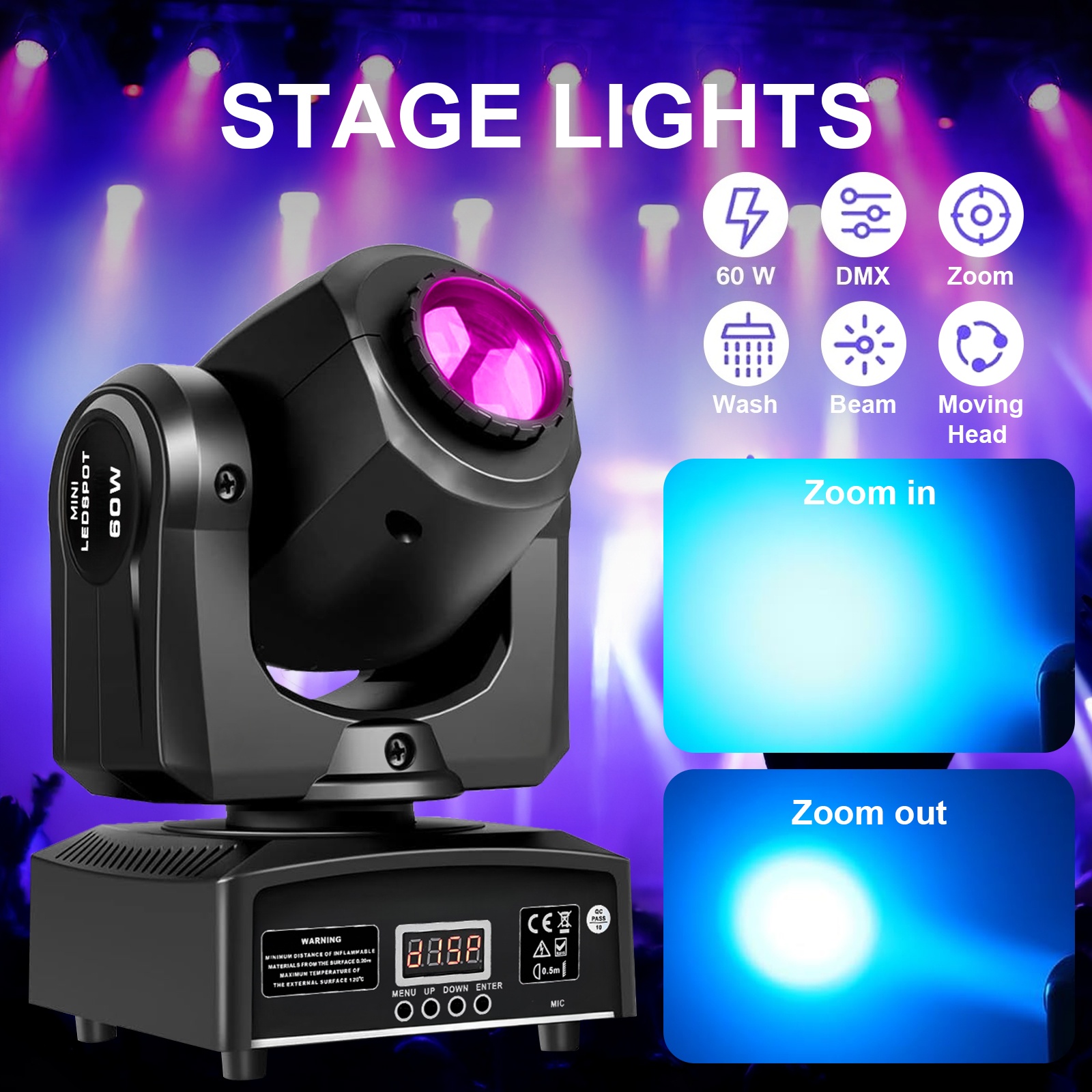 2 قطعة 60 واط Led صغير Dmx Gob - مراجعة Laser Power Supply 60W وسعره