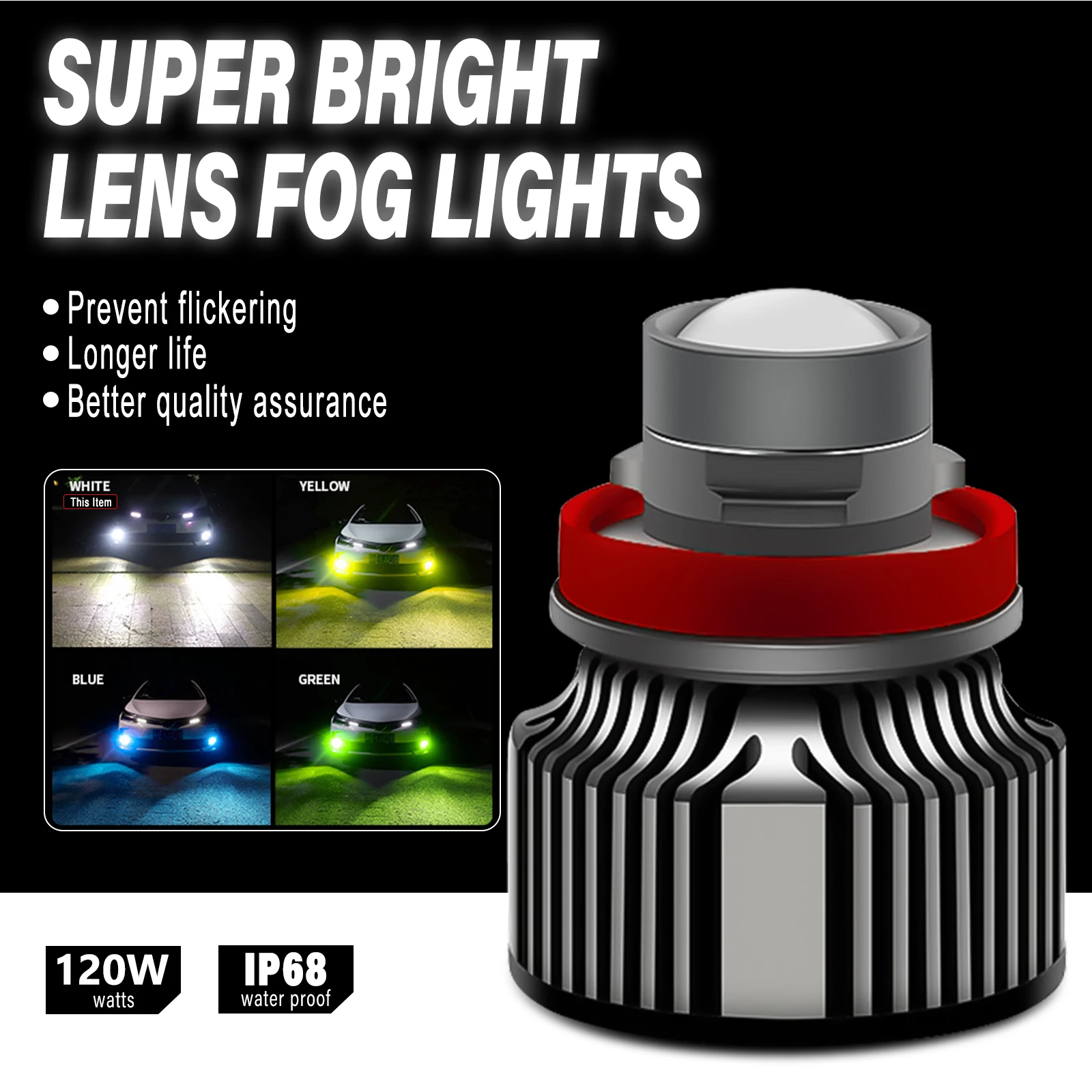مصباح ضباب LED H11 مع عدسة ليز - مراجعة Laser Focus Lens وسعره